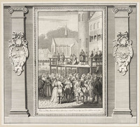 KG 12576
<br/>
Het onthoofden van Johan van Oldenbarnevelt (1619).
<br/>
<em>Picart, Bernard (1673-1733)</em>